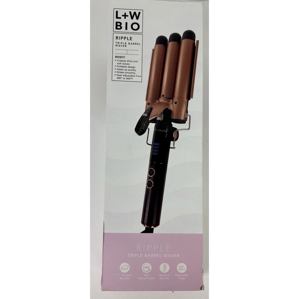 L+W Bio RIPPLE - 1” Tripple Barrel Hair Waver Ceramic Rose Gold Curling Iron